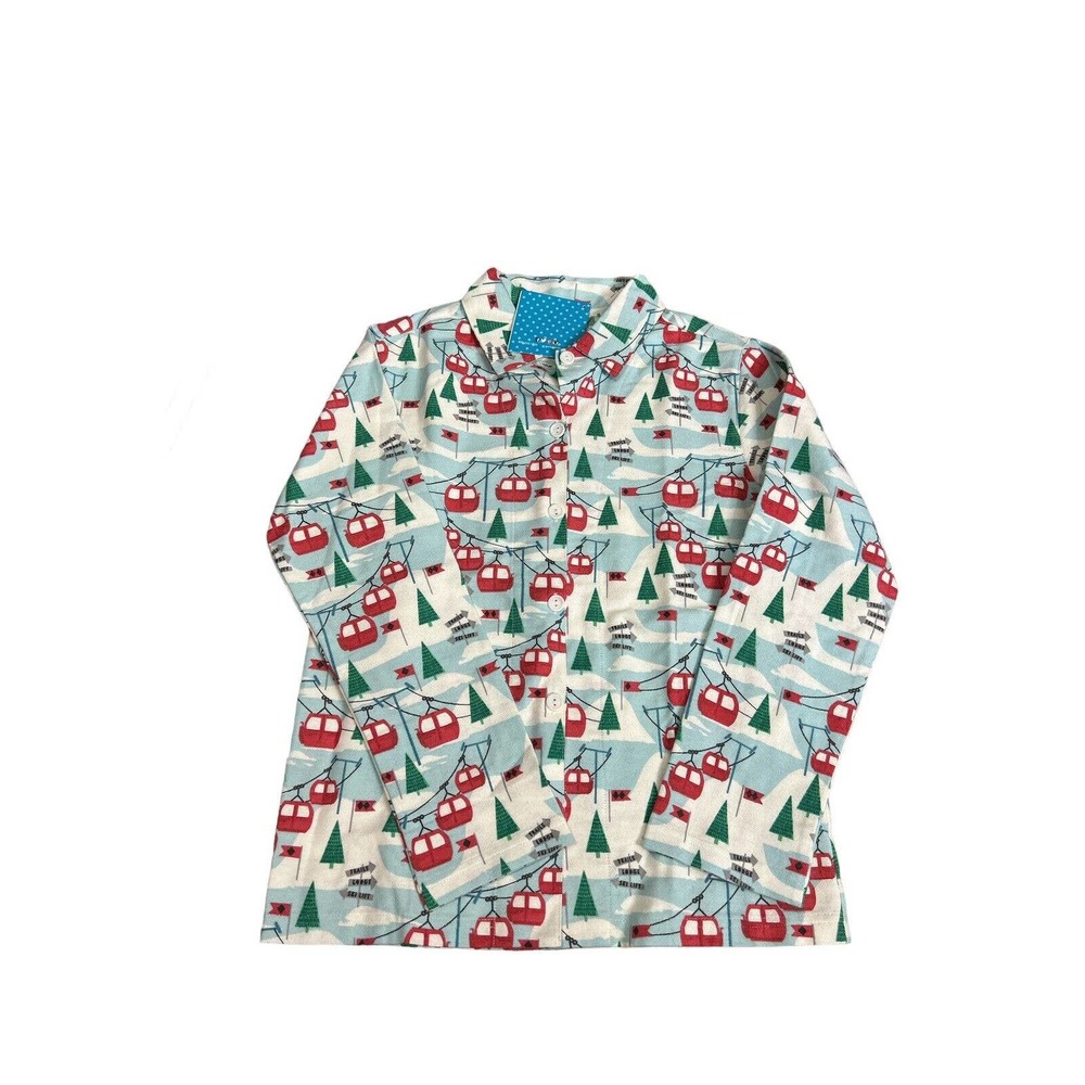 Garnet Hill Kids’ Flannel Sleepwear Pj Top New Size S Trees‎ Ski Lift SOLD